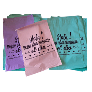 Bolsas Courier Diseño "Hola, llegué para alegrarte el día" 20x30